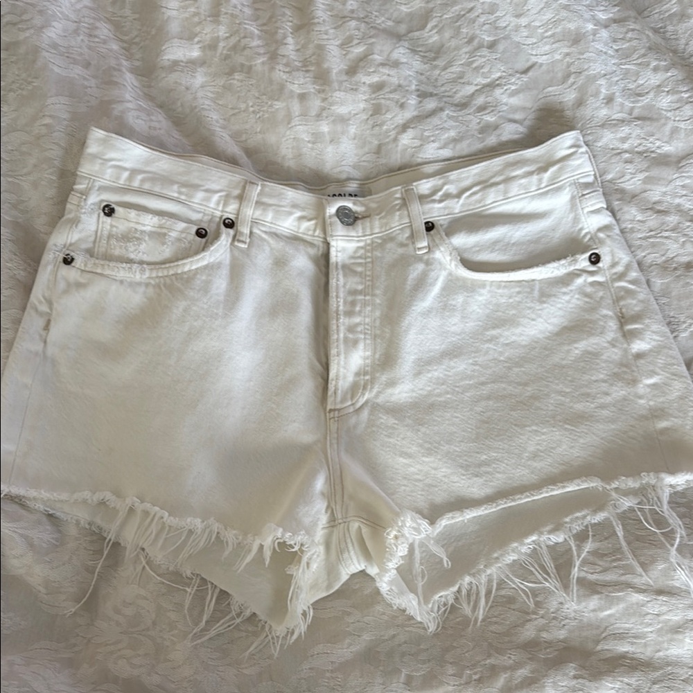 Agolde White Distressed Jean Shorts